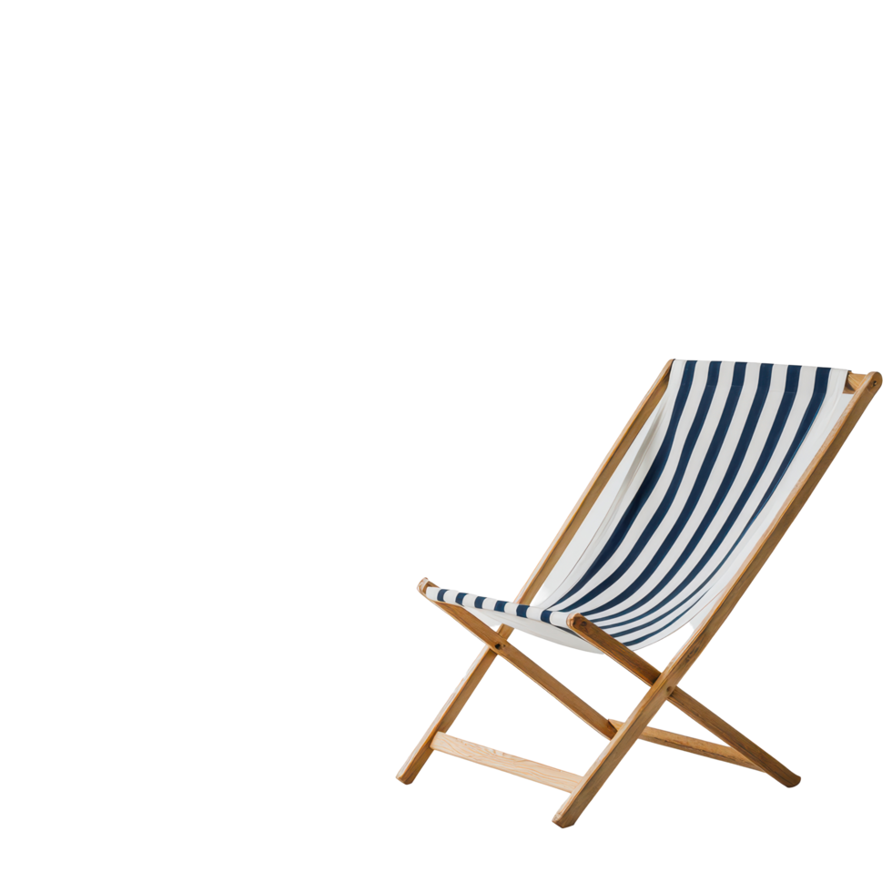 Relaxing beach deckchair on a transparent background perfect for summer leisure and coastal vacations, Beach deckchair transparent background png