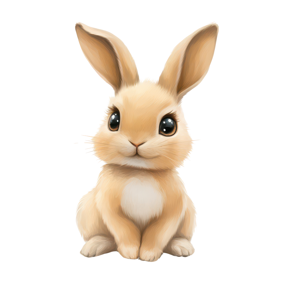 A charming bunny with expressive eyes sitting on a plain background, embodying cuteness and curiosity, A charming bunny with expressive eyes isolated, transparent background. png