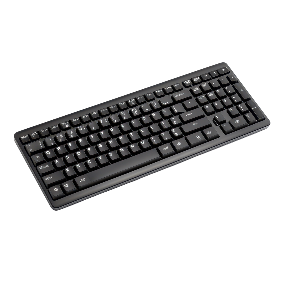 un' elegante nero computer tastiera isolato su un' pulito trasparente sfondo per versatile digitale compiti, nero computer tastiera isolato su trasparente sfondo png