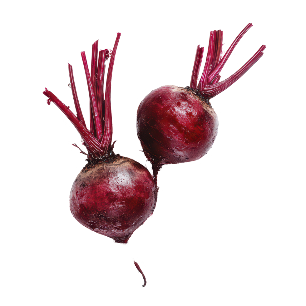 Freshly harvested beetroots with vibrant leaves isolated against a clean transparent background, Beetrootisolated on transparent background png