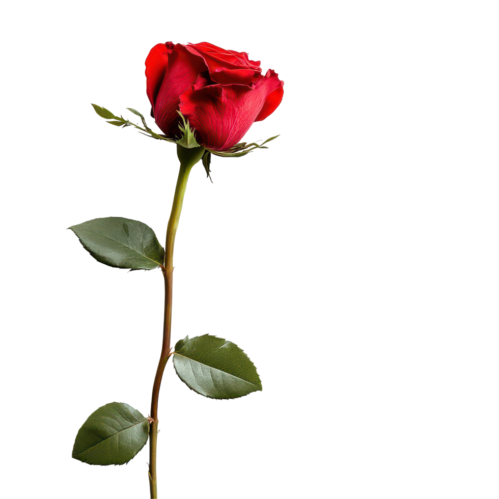 A vibrant red rose with a blank card arranged beautifully on a clean transparent background, Beautiful red rose and card isolated on transparent background png