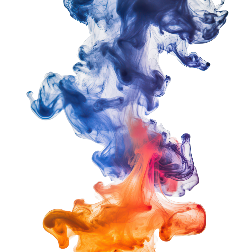 Colorful artificial vortex ink and smoke swirling against a backdrop captured in a dynamic display of artistry, Artificial Vortex Ink and Colored Smoke, transparent background. png