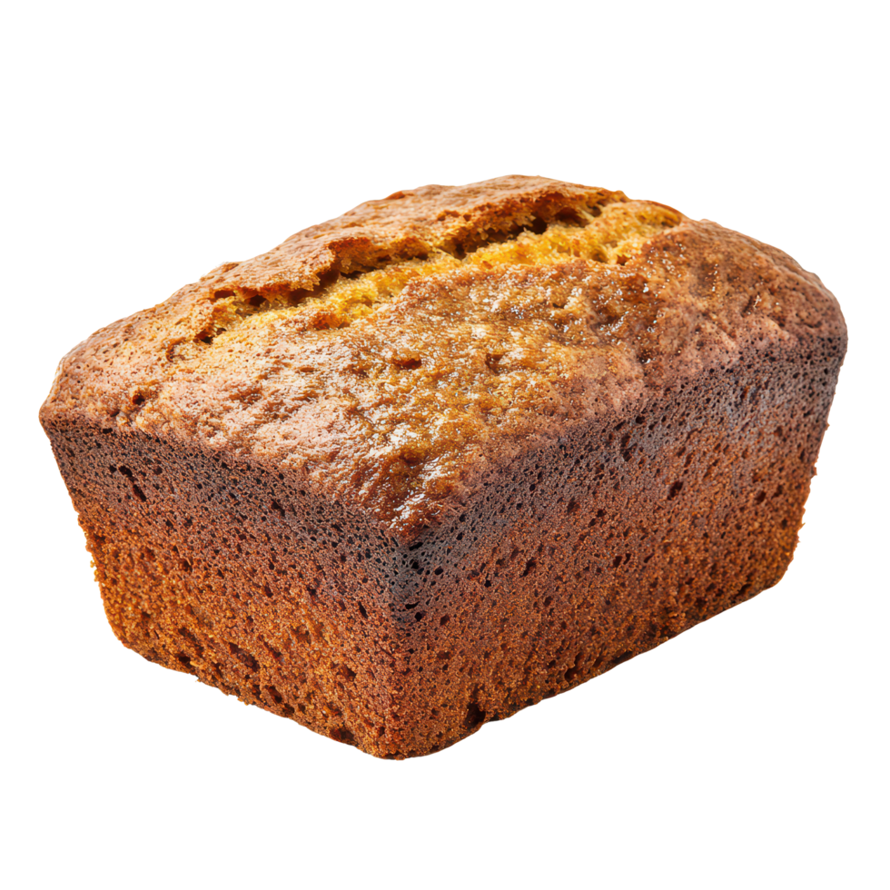 Delicious homemade banana bread with a rich, golden crust set on a clean transparent background for a fresh appeal, Banana bread isolated on transparent background png