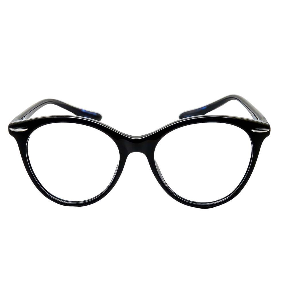 Stylish black eyeglasses with a sleek design against a clean transparent background, Black Eyeglasses, transparent background. png