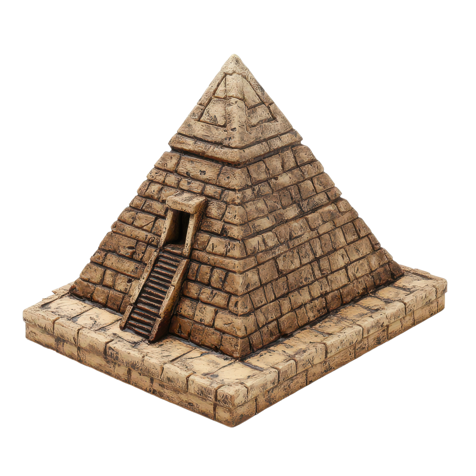 Ancient stone architecture model showcasing a pyramid inspired by historical Egyptian design, Ancient Stone Architecture Model A Pyramid History, transparent background. png