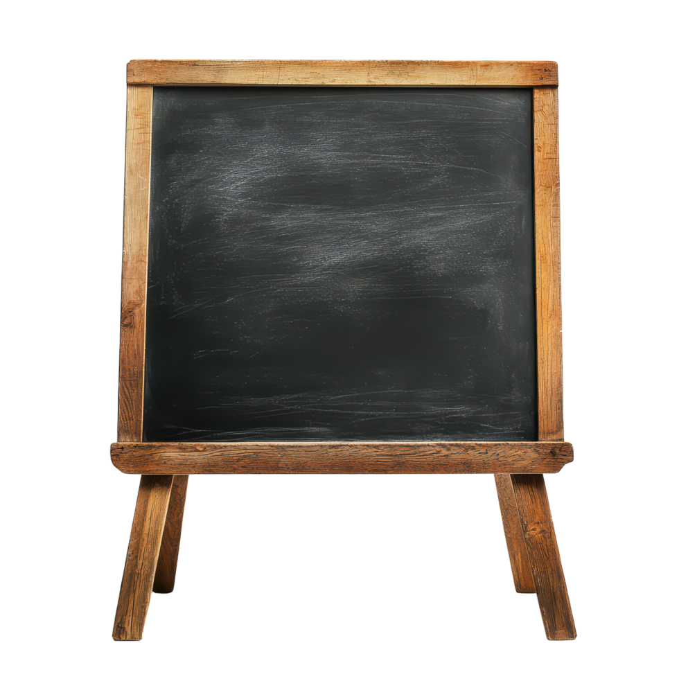 Classic blackboard on a wooden frame isolated against a transparent background for educational use or creative projects, Black Board Isolated on transparent background png