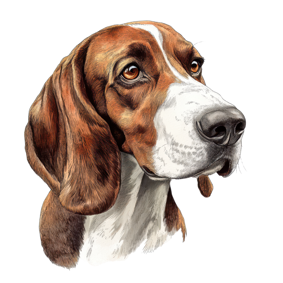 A charming Basset Hound with expressive eyes stands out against a clean transparent background, Bas Hound dog on transparent background png