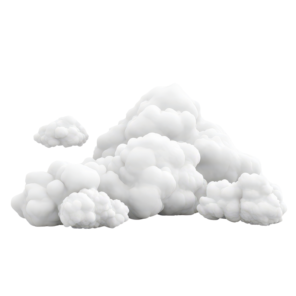 Fluffy cartoon clouds create a dreamy atmosphere on a plain background for bright and cheerful designs, 3D cartoon Clouds On transparent background png