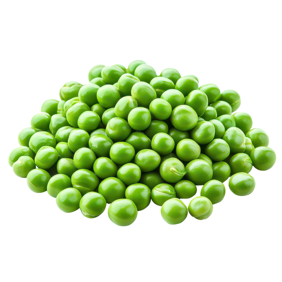 A large pile of fresh green peas on a transparent background showcasing their vibrant color and natural freshness, A big pile green fresh peas, transparent background. png
