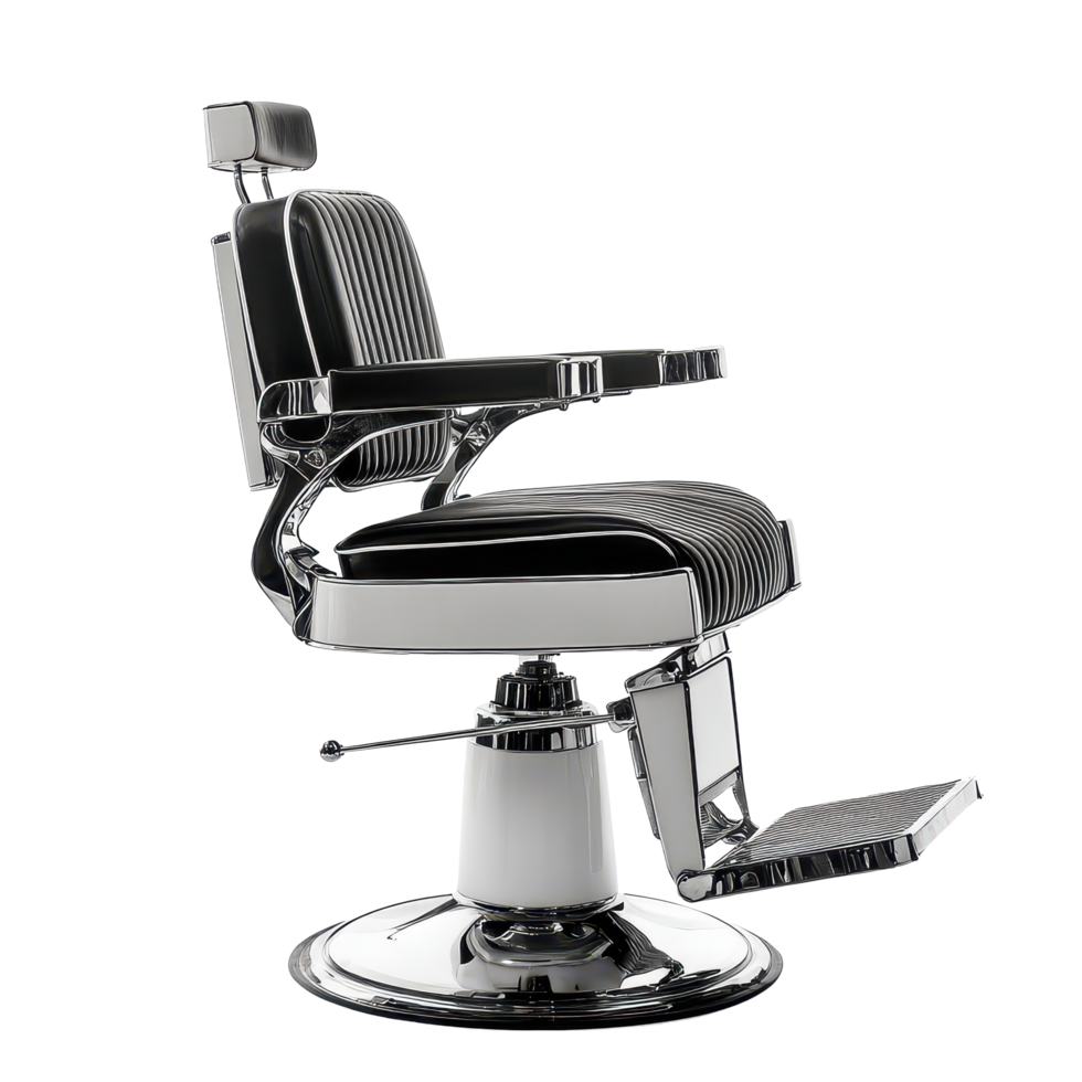 Classic barber chair on a transparent background showcasing timeless design and functionality for grooming spaces, Barber chair isolated on transparent background png