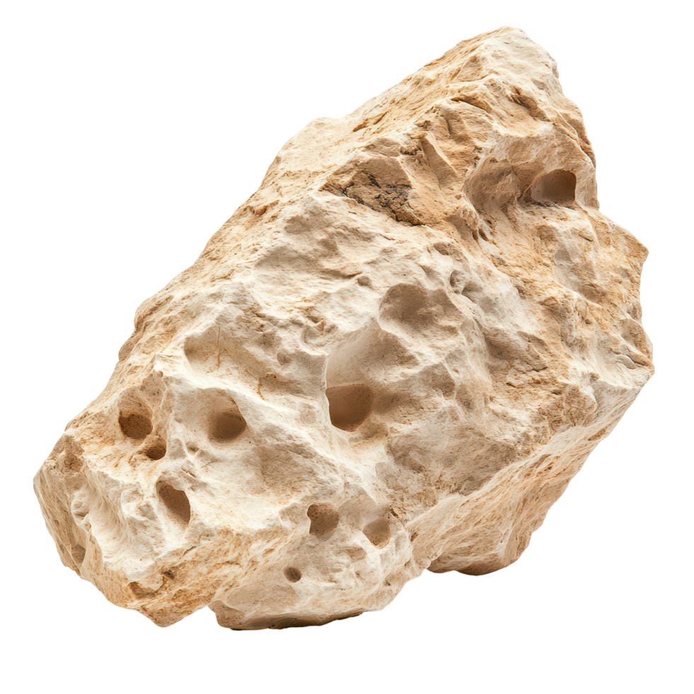 A unique beige desert rock showcasing natural textures and formations on a transparent background for artistic exploration, Beige desert rock isolated on transparent background png