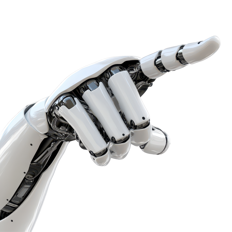 androide mano señalando gesto en un transparente antecedentes demostrando robótico diseño y tecnología matices, androide mano señalando gesto en transparente antecedentes png