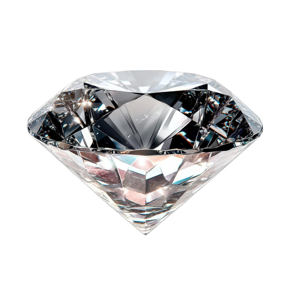 A stunning large diamond reflecting light, showcasing intricate facets on a plain transparent background, Beautiful big diamond isolated onisolated on transparent background png
