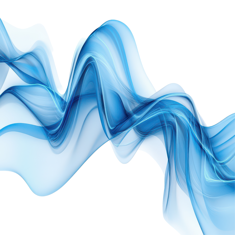Abstract blue wave design on a transparent background conveying fluidity and motion in a modern aesthetic, Abstract blue wave on transparent background png
