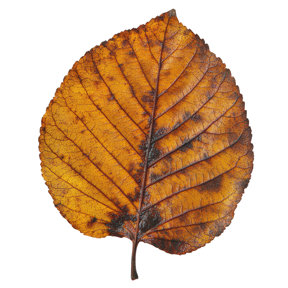 Autumn leaf showcasing vibrant colors on a transparent background, capturing the beauty of fall foliage in nature, autumn leafisolated on transparent background png