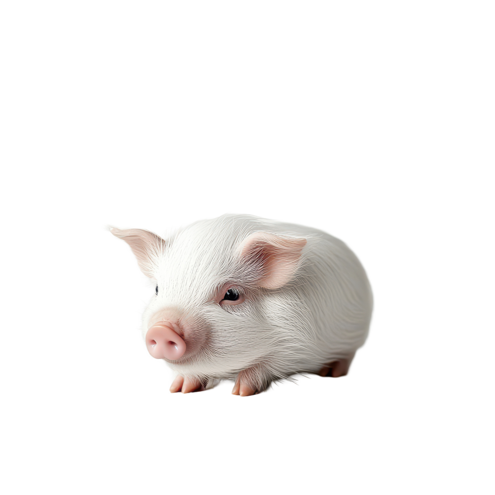 A small pig standing on a seamless transparent background, showcasing its adorable features and curious demeanor, a small pig, transparent background. png
