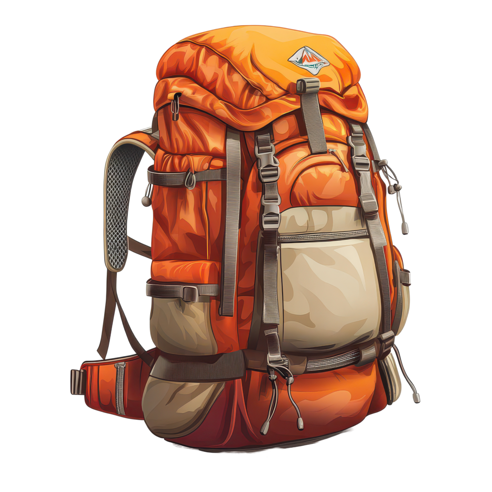Stylish big camping backpack isolated on transparent background for outdoor adventures and travel essentials, big camping backpack, file of isolated object with shadow on transparent background png