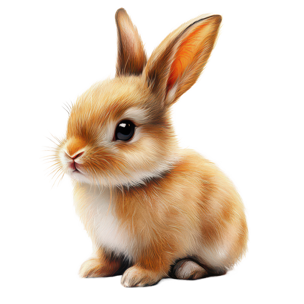 A cute little bunny sitting quietly on a soft transparent background with its round eyes and fluffy fur, an realistic with a little bunny,, transparent background. png