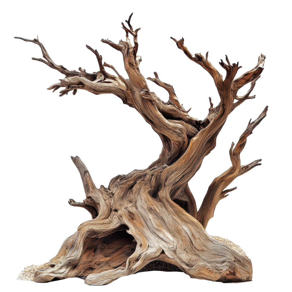 Natural aquarium driftwood hardscape with unique shapes, perfect for aquatic habitats and aquascaping projects, Aquarium Driftwood Hardscape on transparent background png