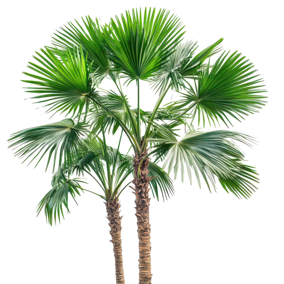 Tall Asian Palmyra palm trees showcasing vibrant green fronds against a plain backdrop, Asian Palmyra palm, Toddy palm, Sugar palm transparent background png