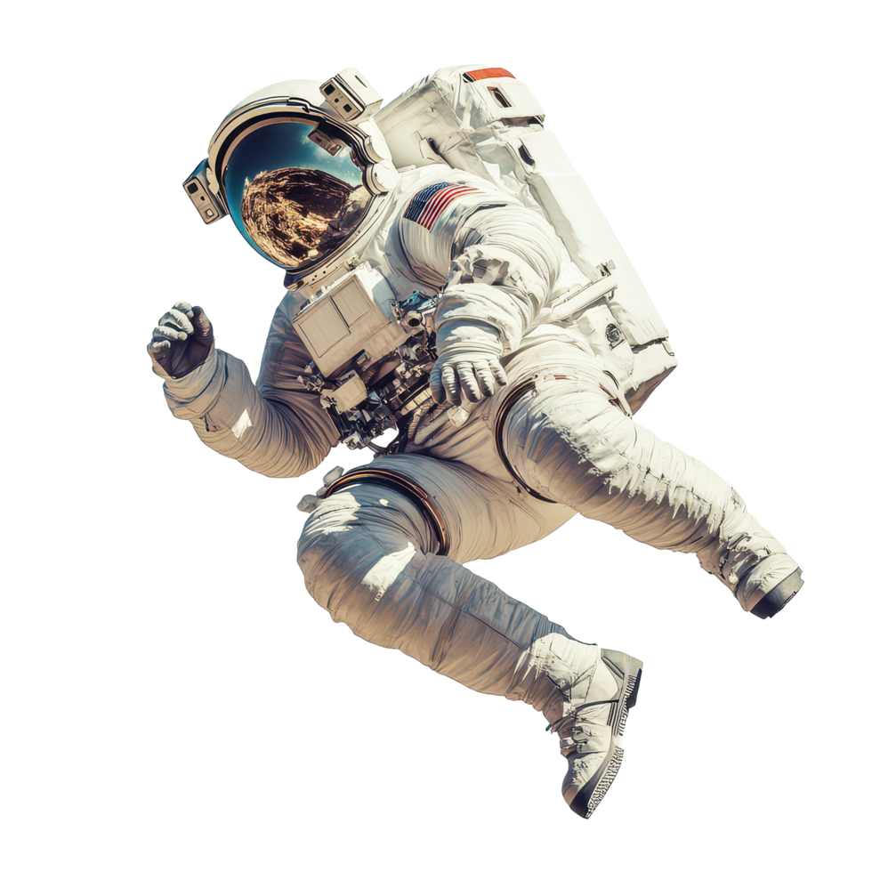 Astronaut floating in space against a transparent background during an extravehicular activity, Astronaut isolated on transparent background png