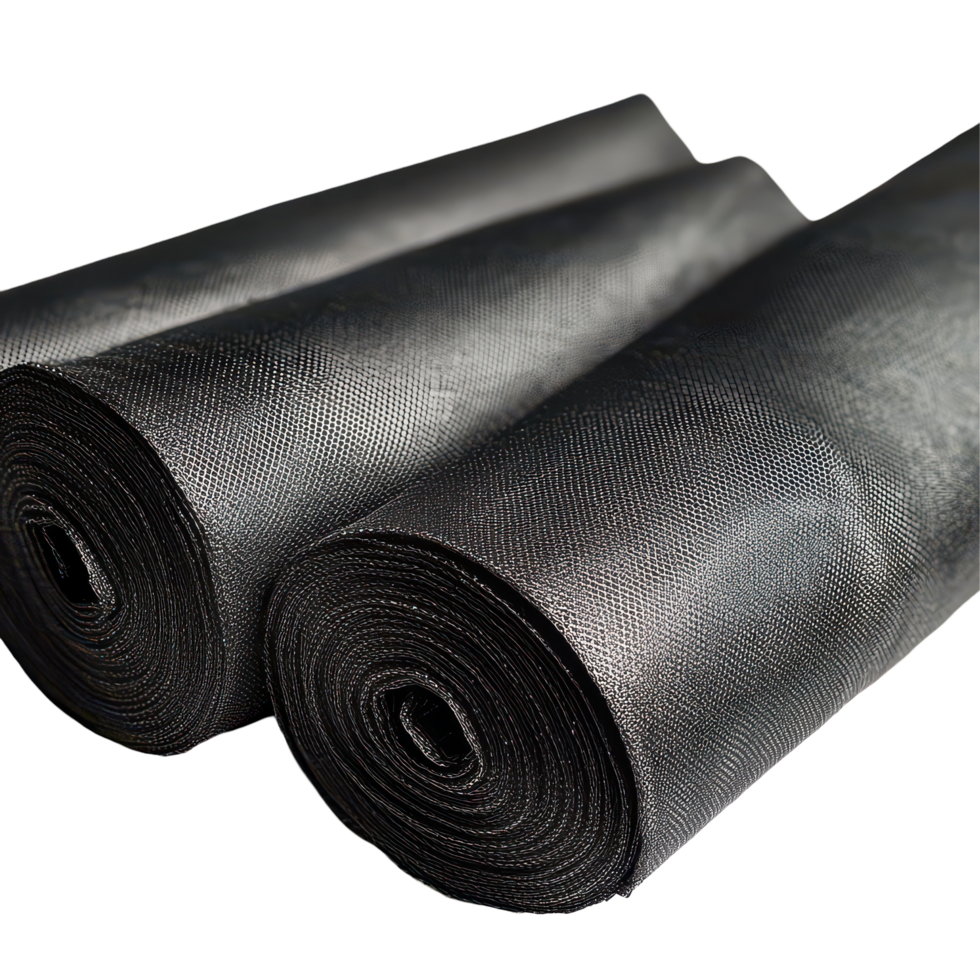 Black rolled textile placed on a transparent background for fabric analysis or design projects, Black Rolled Textile, transparent background. png