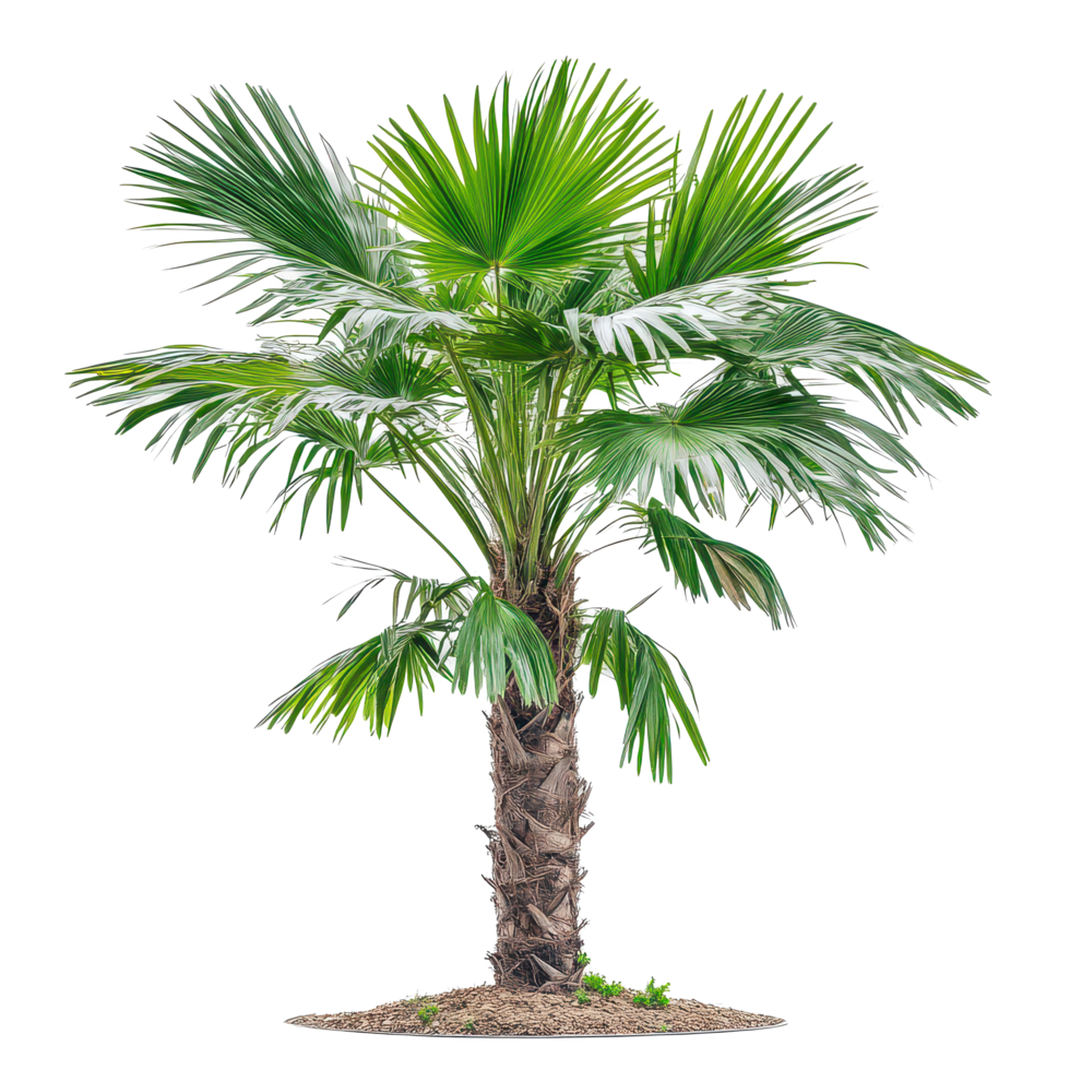 Isolated Asian Palmyra palm tree showcasing lush green fronds against a transparent background for botanical study, Asian Palmyra palm isolated on transparent background png