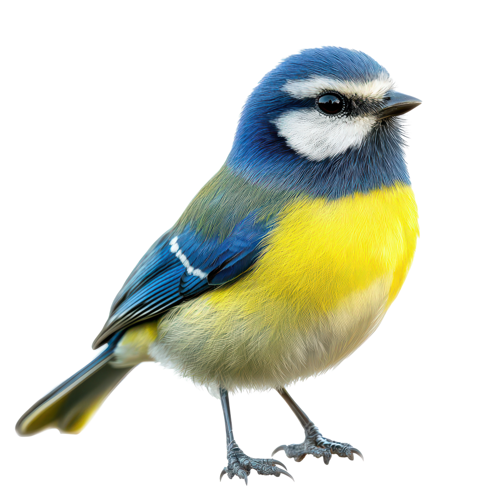 A vibrant blue and yellow bird perched against a clean transparent background, showcasing its striking plumage and features, bird on transparent background png