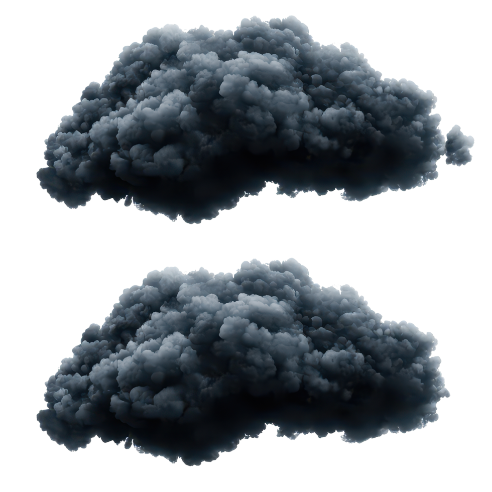 Dark black clouds hovering in isolation against a stark backdrop, creating a dramatic contrast and mood, Black clouds isolated on transparent background png