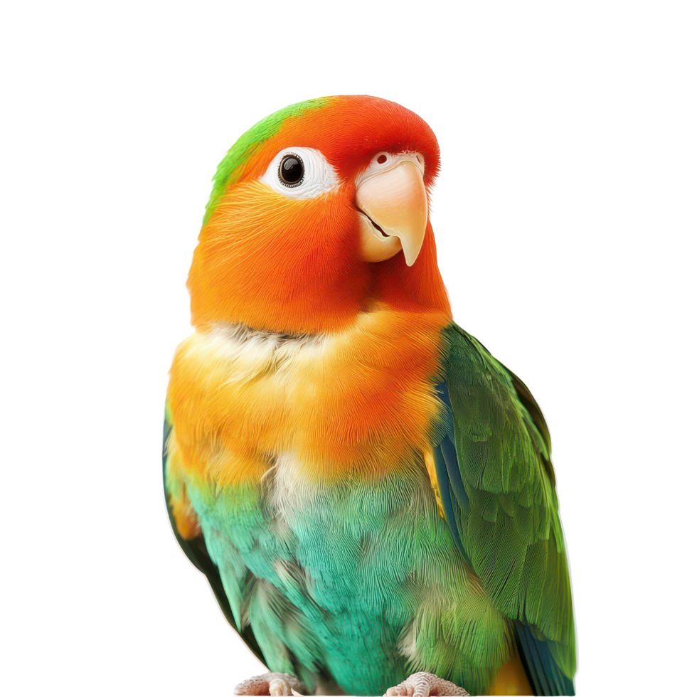 A colorful bird perched on a transparent background showcasing vibrant feathers and distinct facial features, bird on transparent background png