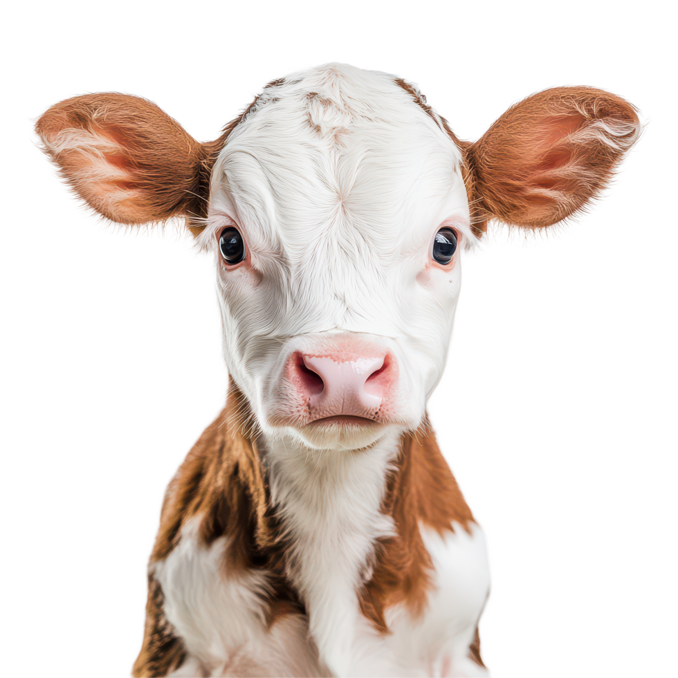 Adorable calf with a charming face captured in a bright studio setting during the afternoon, Adorable Calve The Cutest Face in the Animal Kingdom, transparent background. png