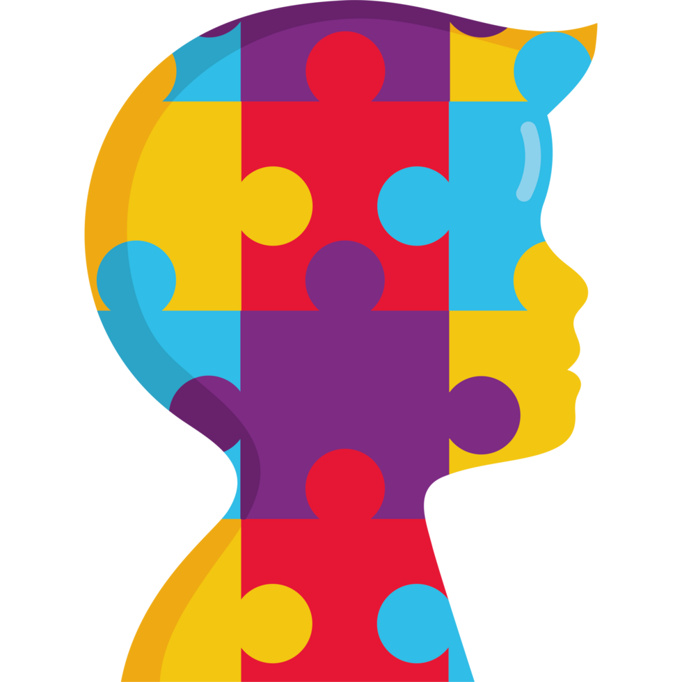 autism puzzle in child shape png