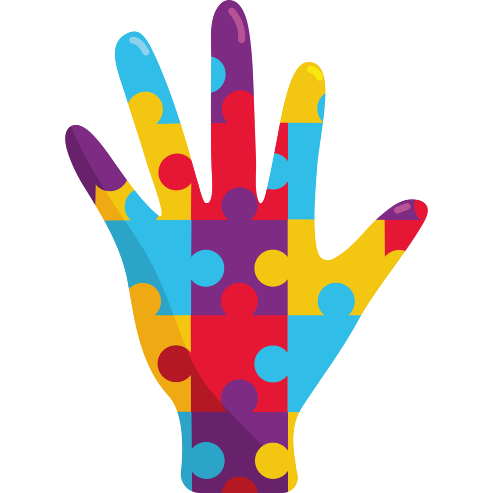 autism puzzle in hand shape png