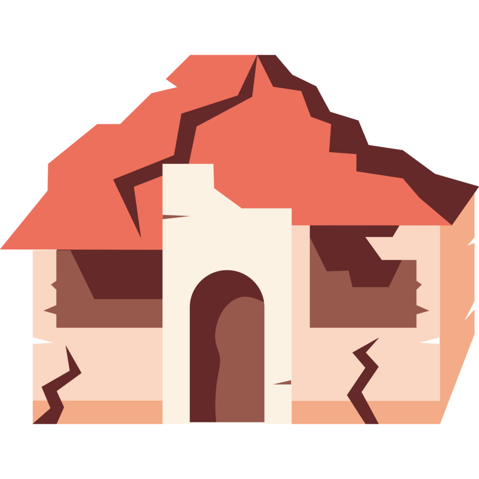 earthquake collapsed house isolated png