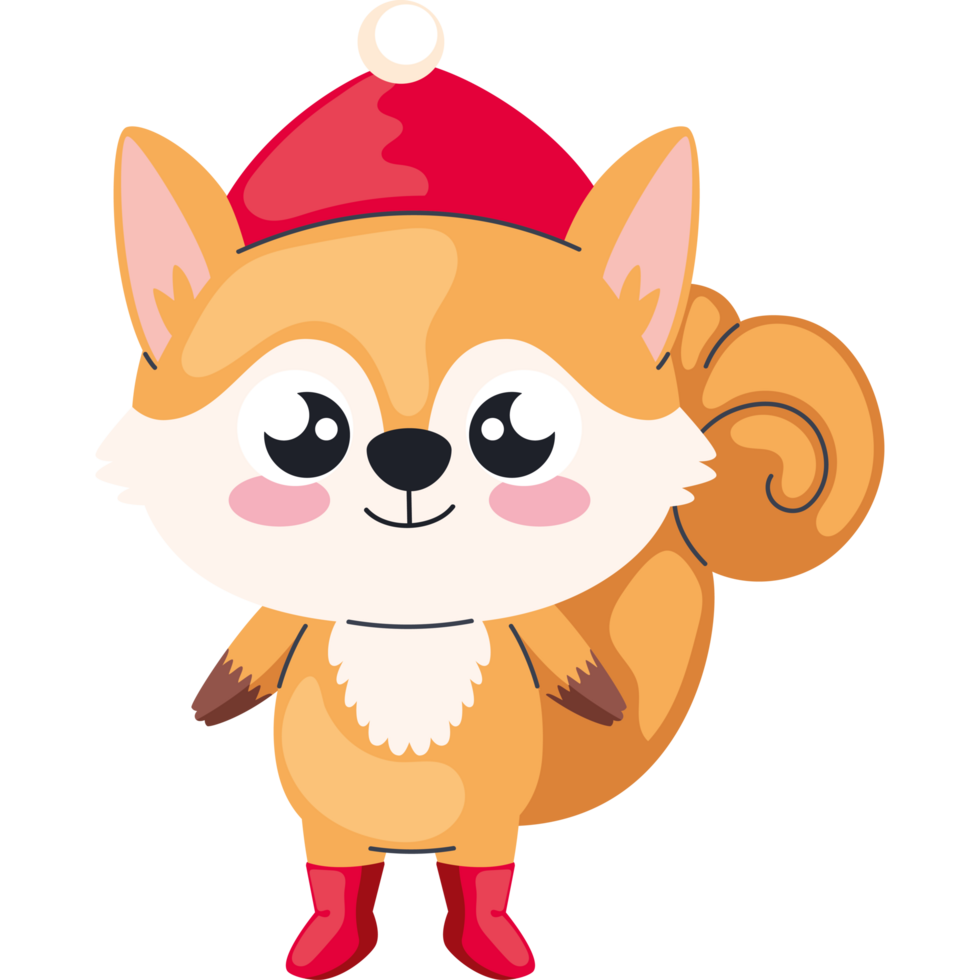 cute animal christmas fox png
