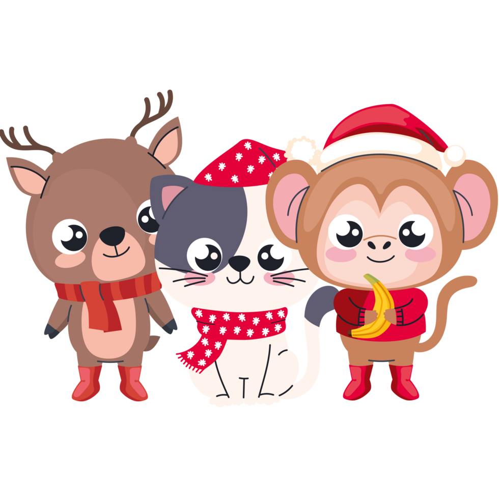 cute animals christmas png