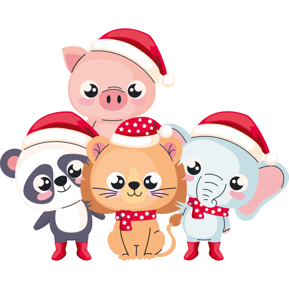 cute animals christmas png