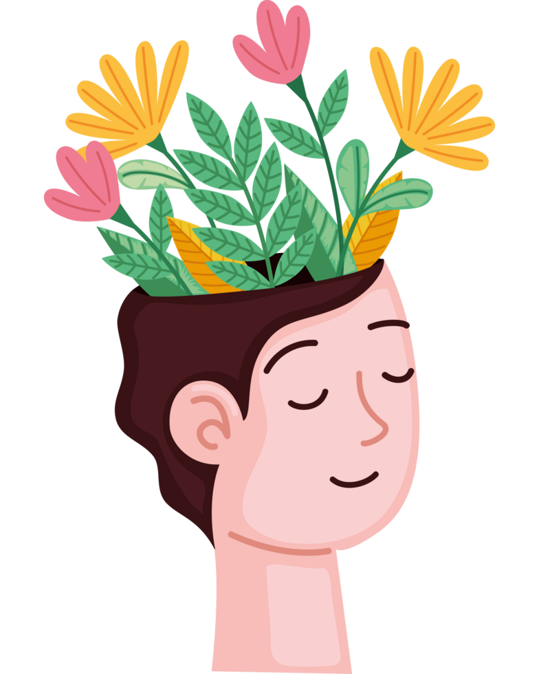 man with brain flowers png