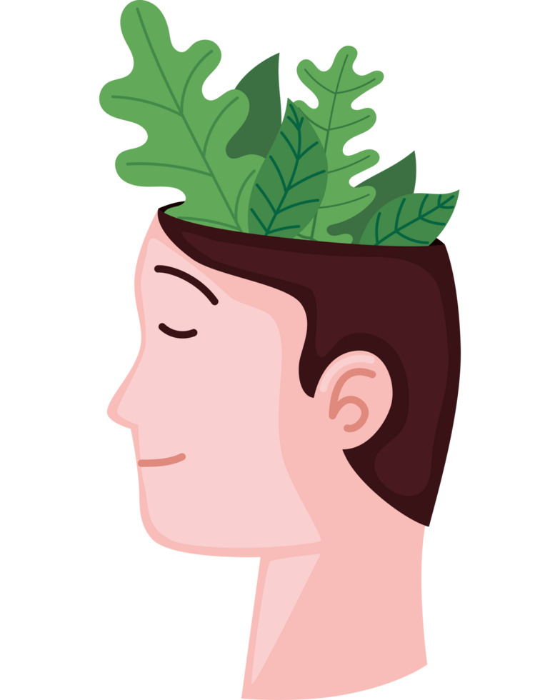 man with brain and leaves png