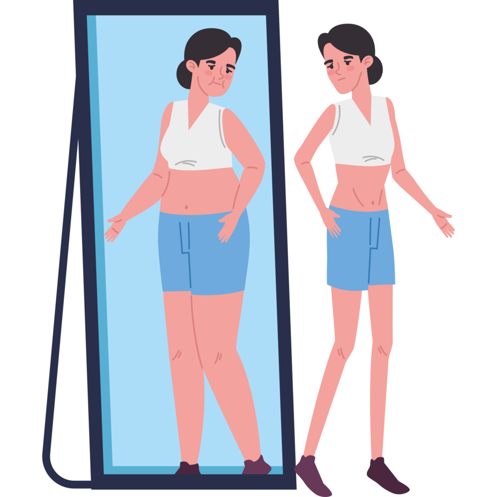 anorexia girl in front of the mirror png