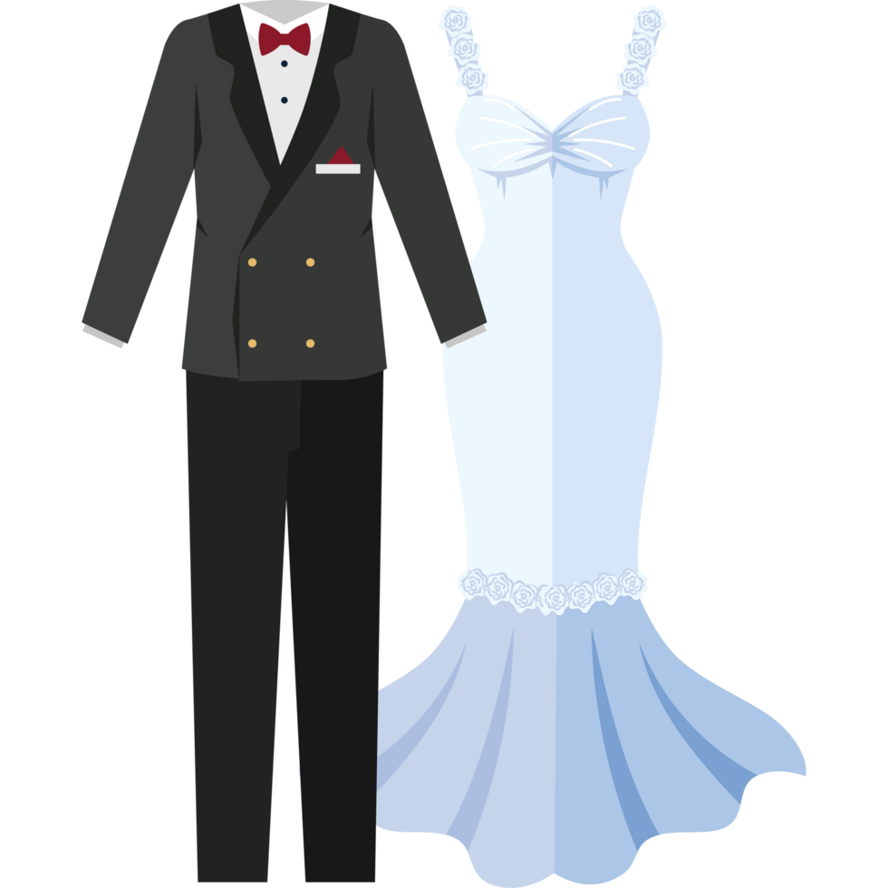wedding classic suits of groom and bride png