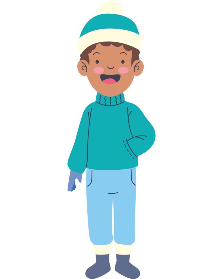 happy boy wearing winter clothes png