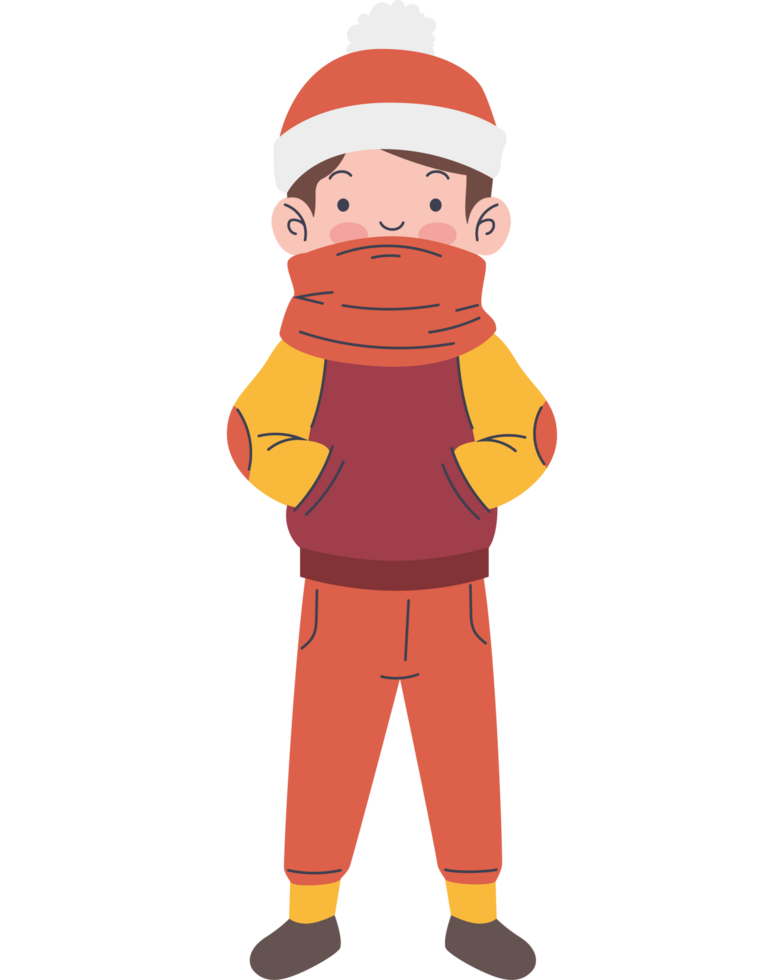 cute boy wearing winter clothes png