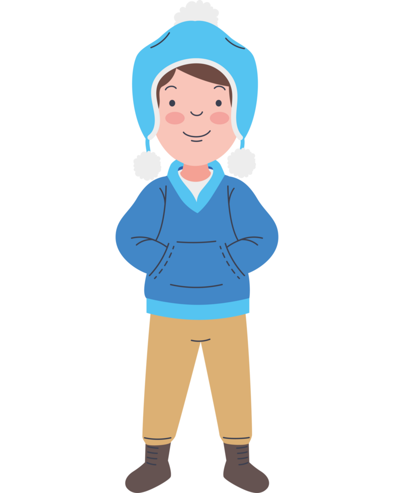 cartoon boy wearing winter clothes png