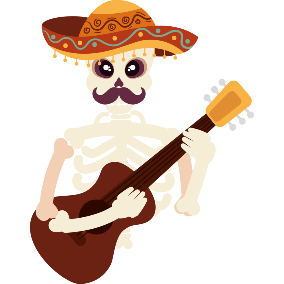 mexican skeleton with guitar png