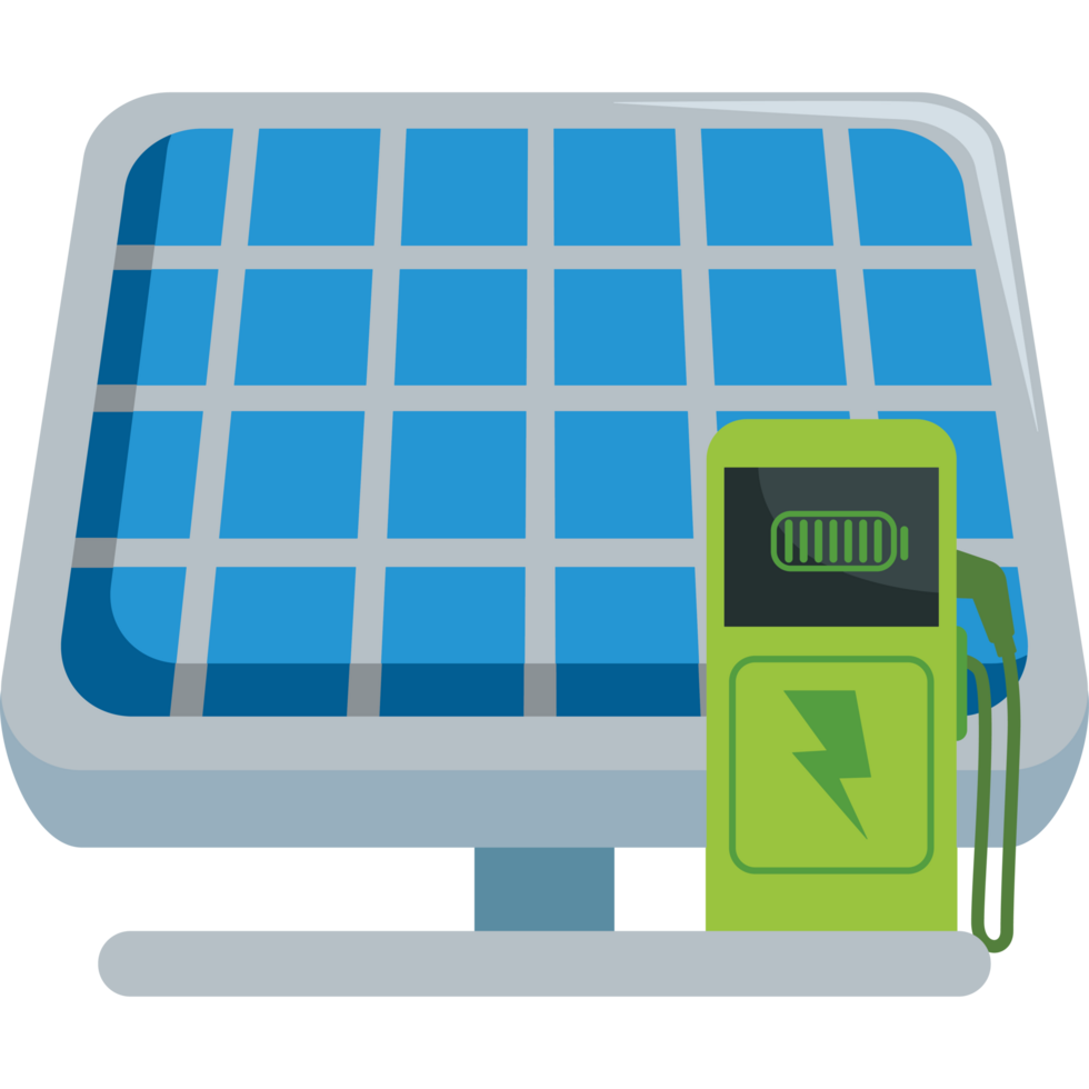 solar panels and electric vehicle charging station png