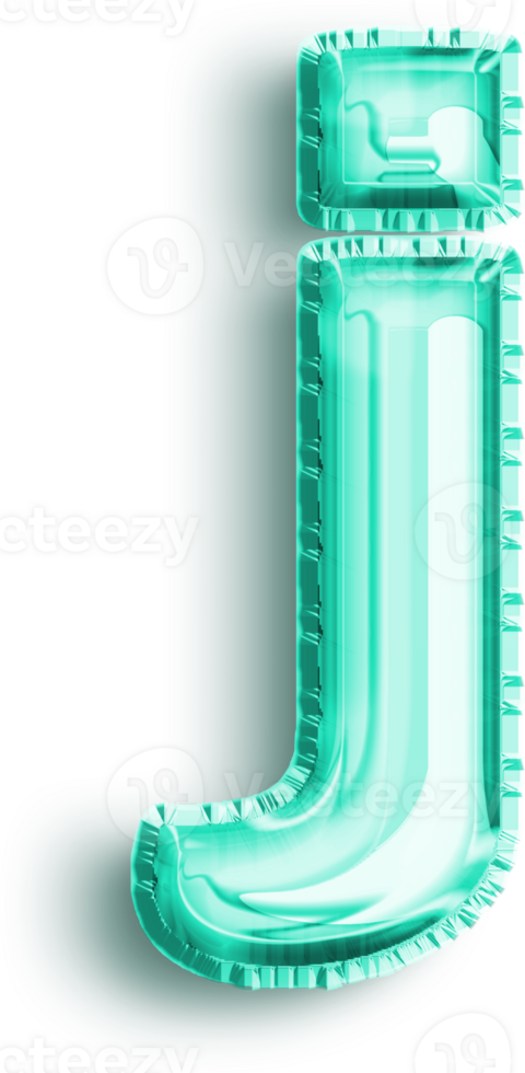 Turquoise Foil Balloon Lowercase Letter J png