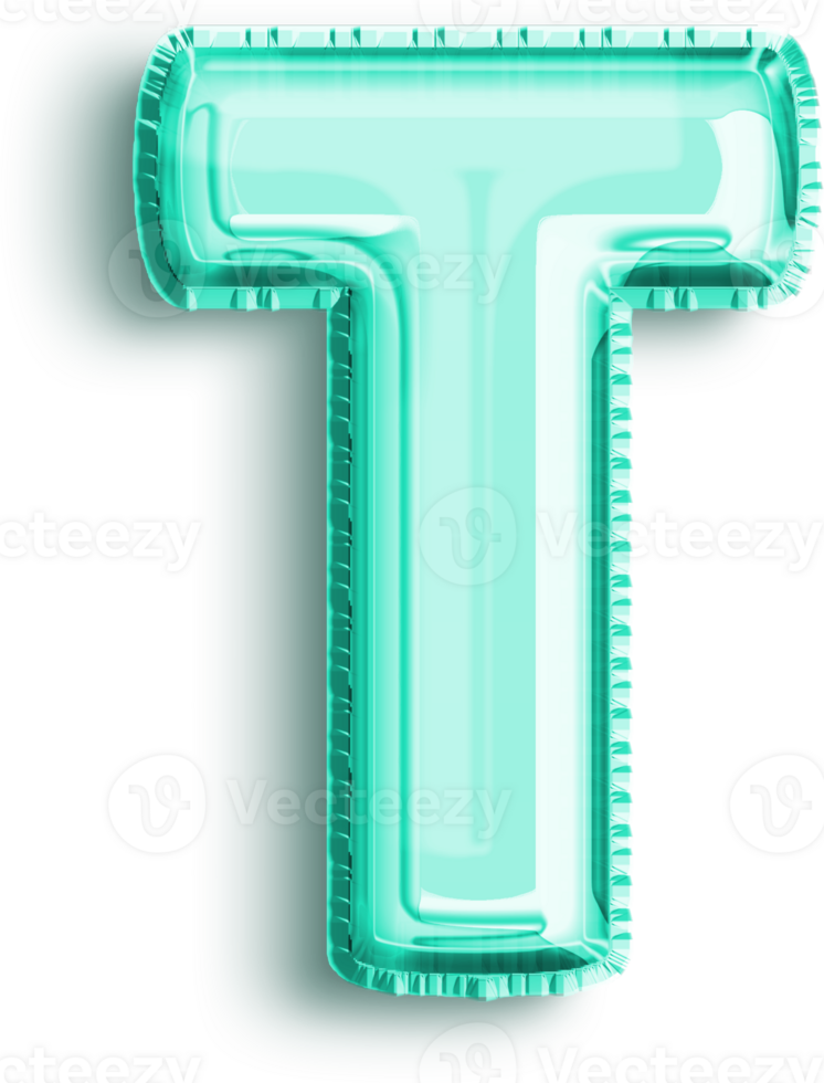 Turquoise Foil Balloon Uppercase Letter T png