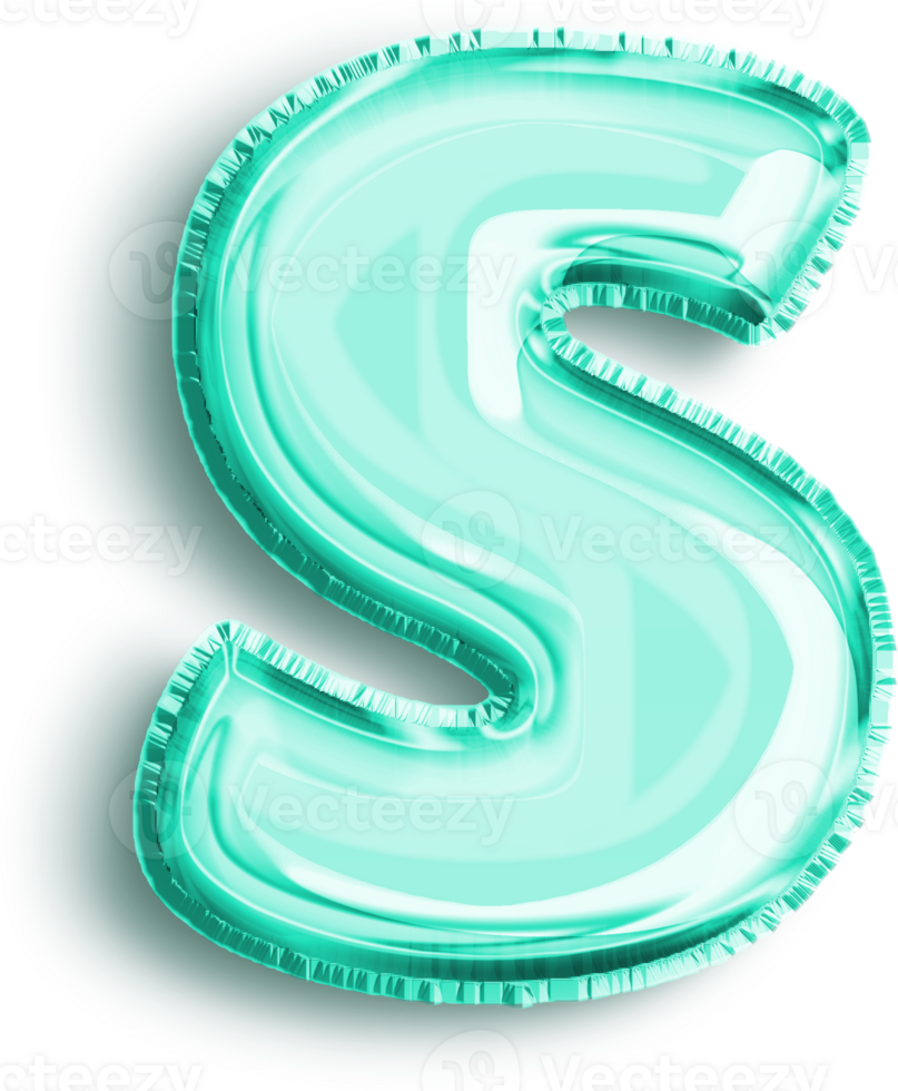 Turquoise Foil Balloon Lowercase Letter S png