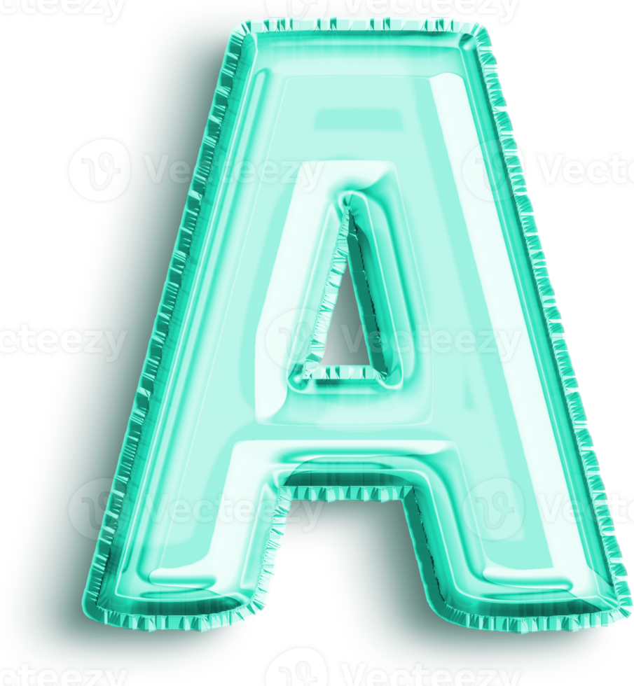 Turquoise Foil Balloon Uppercase Letter A png